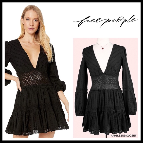 FREE PEOPLE BOHO LONG SLEEVES MINI DRESS A3C - Picture 8 of 16